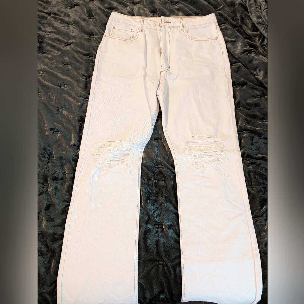 We Wore What Icon High Waist Straight Leg Jeans - In Classic White - size 31